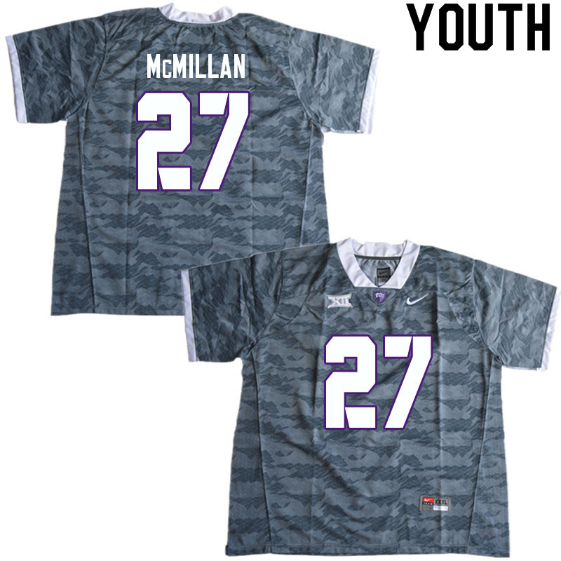 Youth #27 Jaionte McMillan TCU Horned Frogs College Football Jerseys Sale-Gray